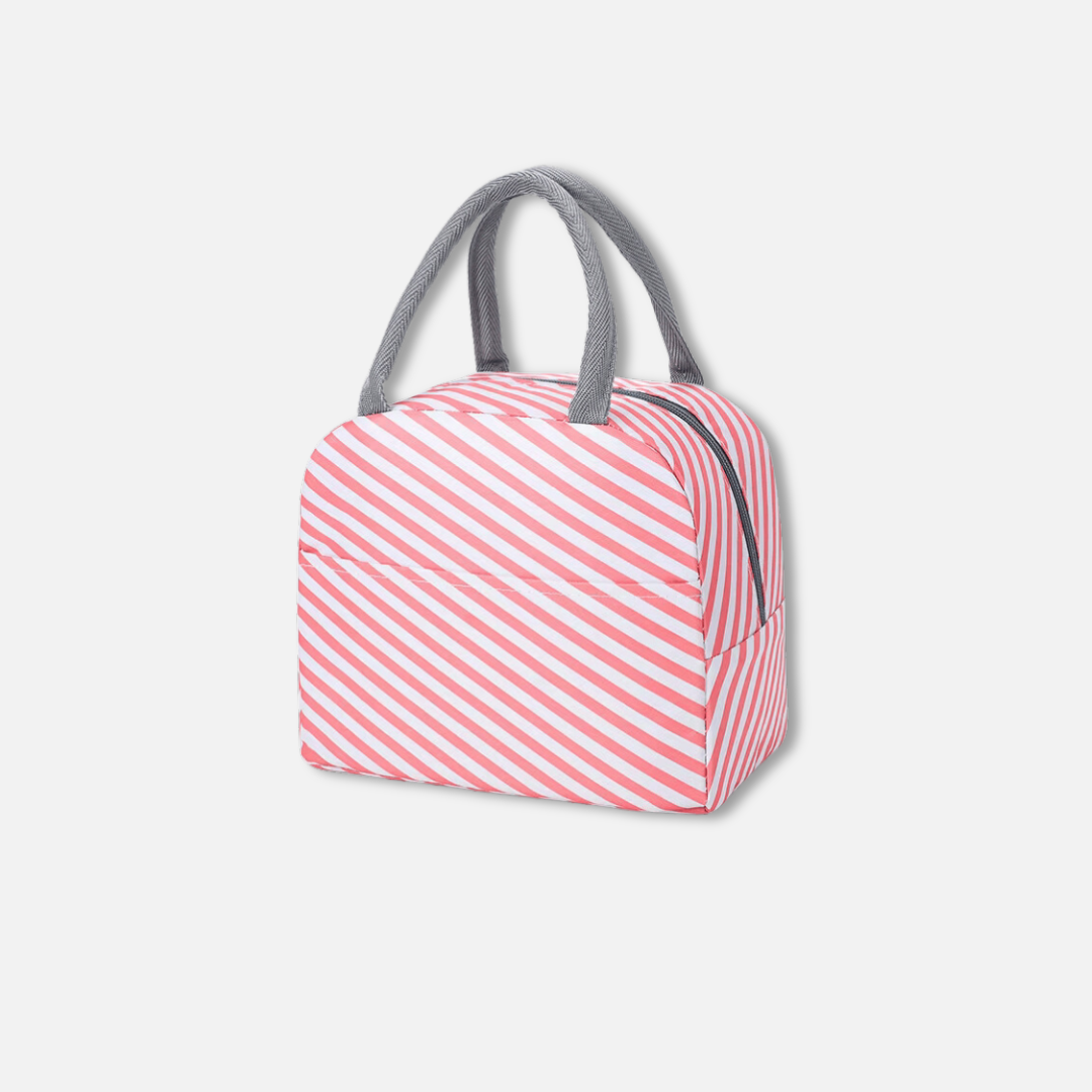 Insulated lunch box bag (Pink striped)