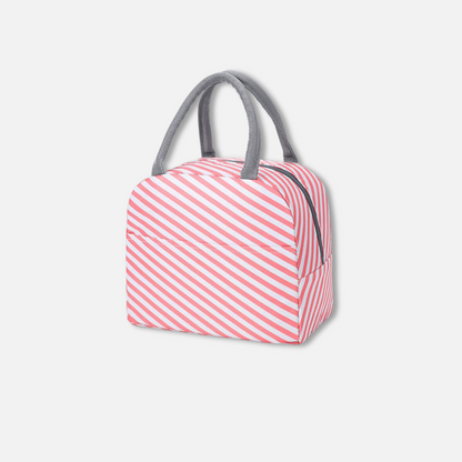 Insulated lunch box bag (Pink striped)