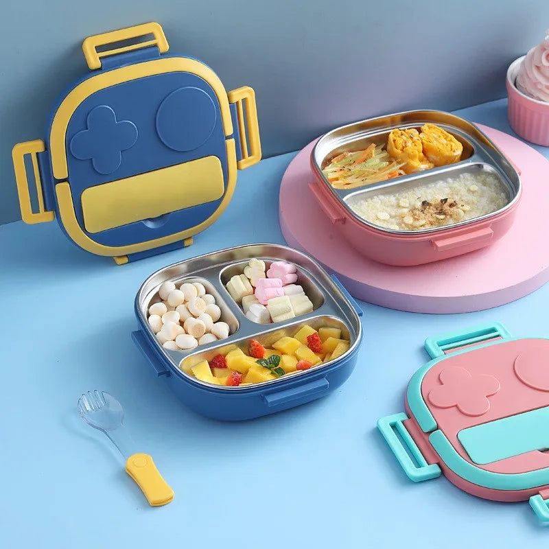 Lunch Box enfant isotherme bleu avec nourriture équilibrée