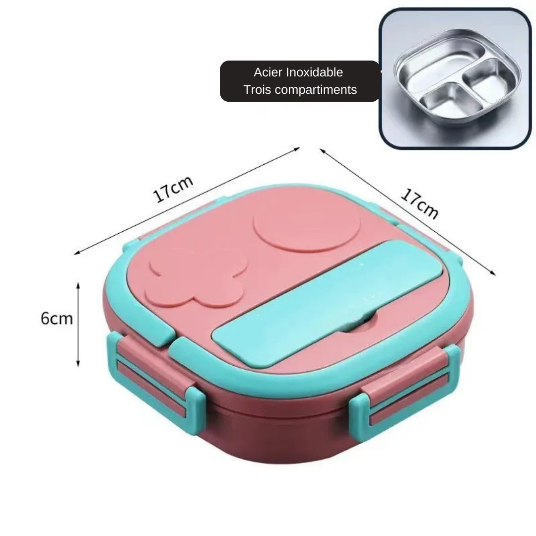 lunch box bpa free en acier inoxydable avec trois compartiments