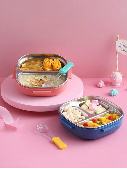 Lunch box enfant isotherme rose et bleue avec nourriture