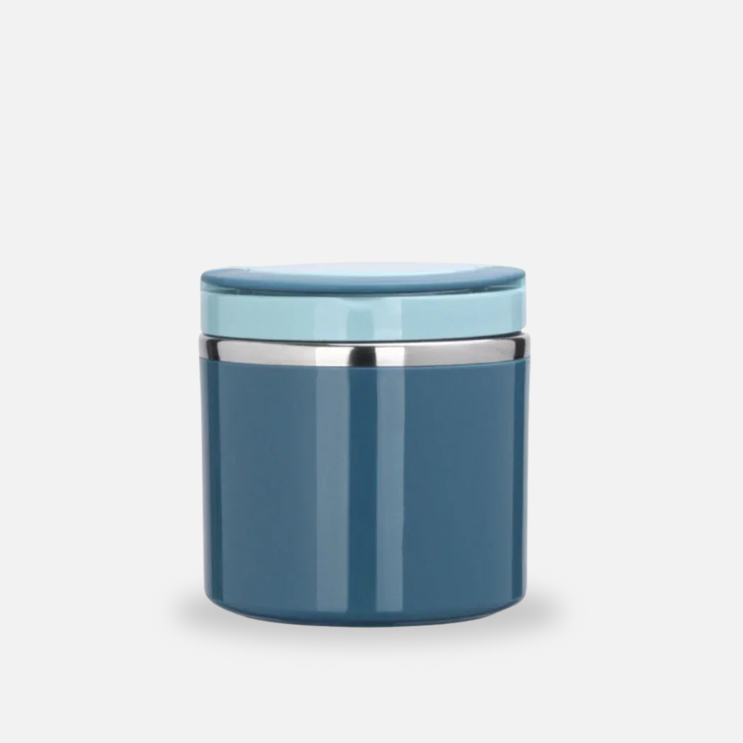 lunch box ronde bleue pour soupe en acier inoxydable