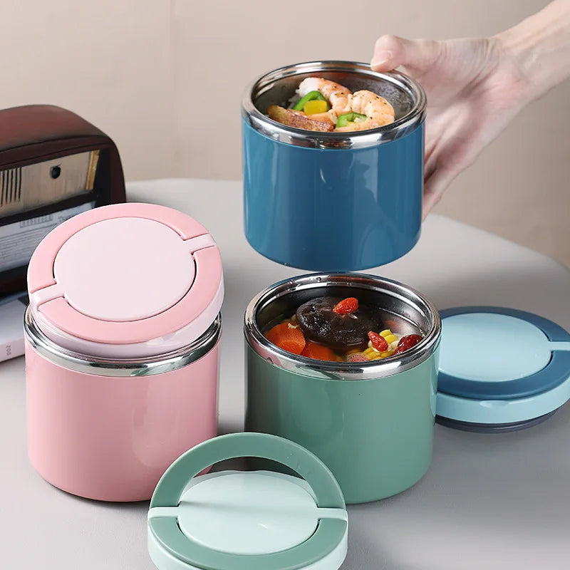 trio lunch box  pour soupe en acier inoxydable avec poignée 